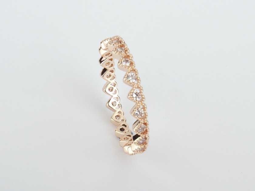 Rose Golden Ring set with Clear Crystals
