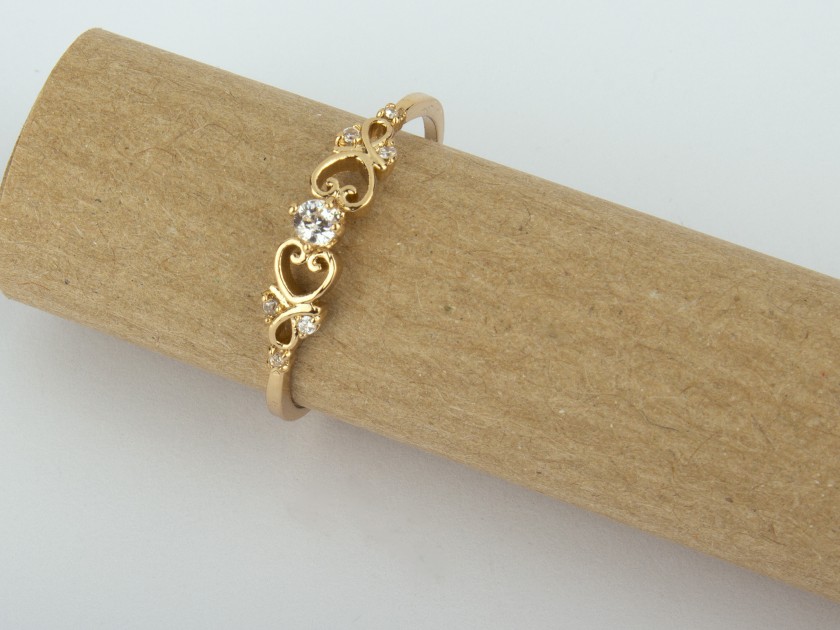 Golden Ring set with Clear Crystals