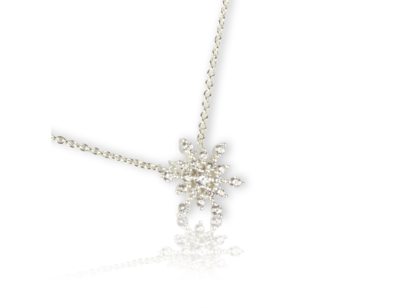 Snowflake-shaped Pendant set with Clear Crystals