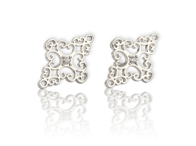 Silvery Diamond-shaped Stud Earrings