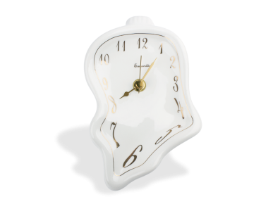 Rellotge de ceràmica esmaltada en blanc i daurat