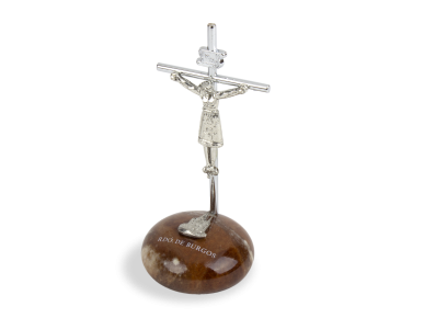 crucifix fixé sur socle d'albâtre