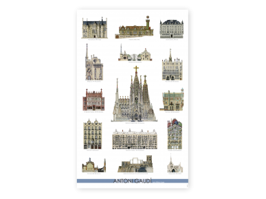 Poster featuring all of Gaudí's monuments