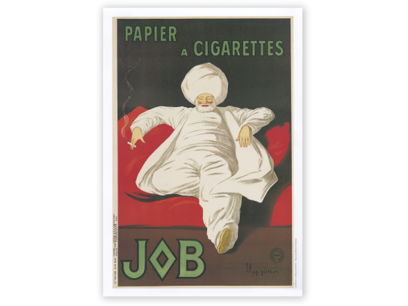 cartel publicitario de la marca de papel de fumar Job