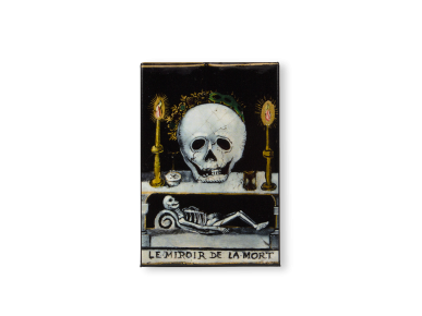 imán rectangular que representa un detalle del cuadro "Le miroir de la mort"