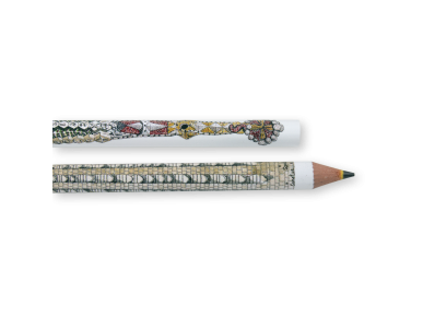 Dos llapis il·lustrats amb un dels campanils de la Sagrada Família