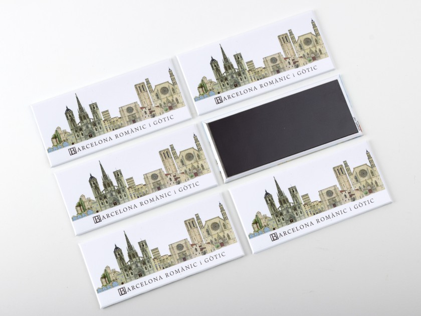 Rectangular magnet featuring the Romanesque and Gothic monuments of Barcelona