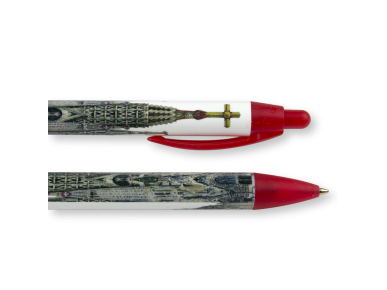 Two pens illustrated with a façade of the Sagrada Família