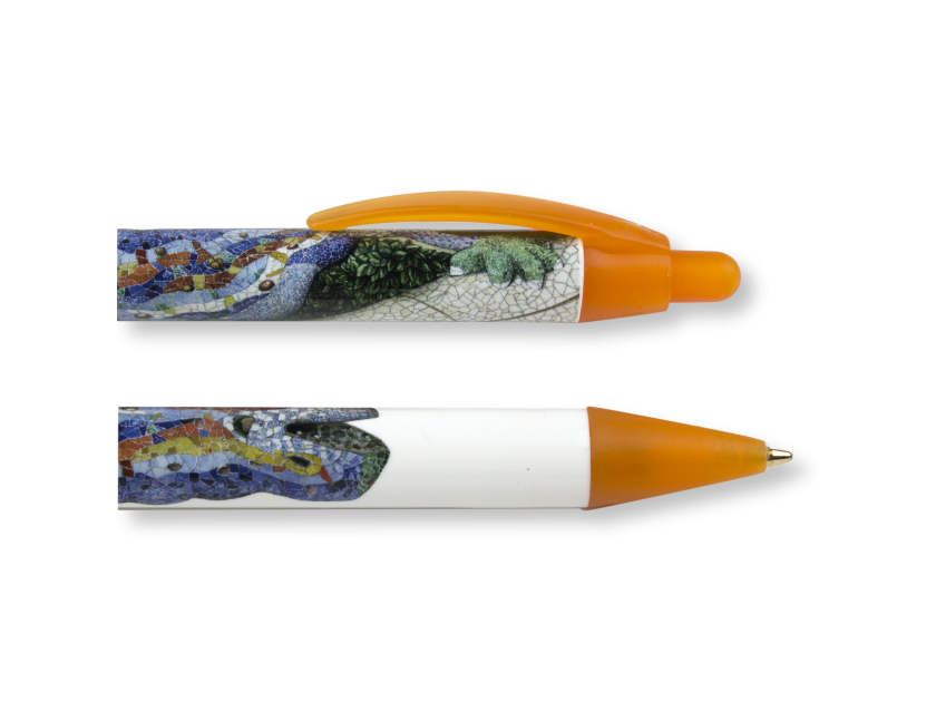 Dos bolígrafos ilustrados con el mosaico del dragón del Park Güell
