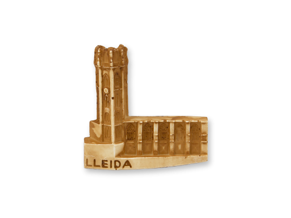 Imant de resina que representa la catedral de Lleida