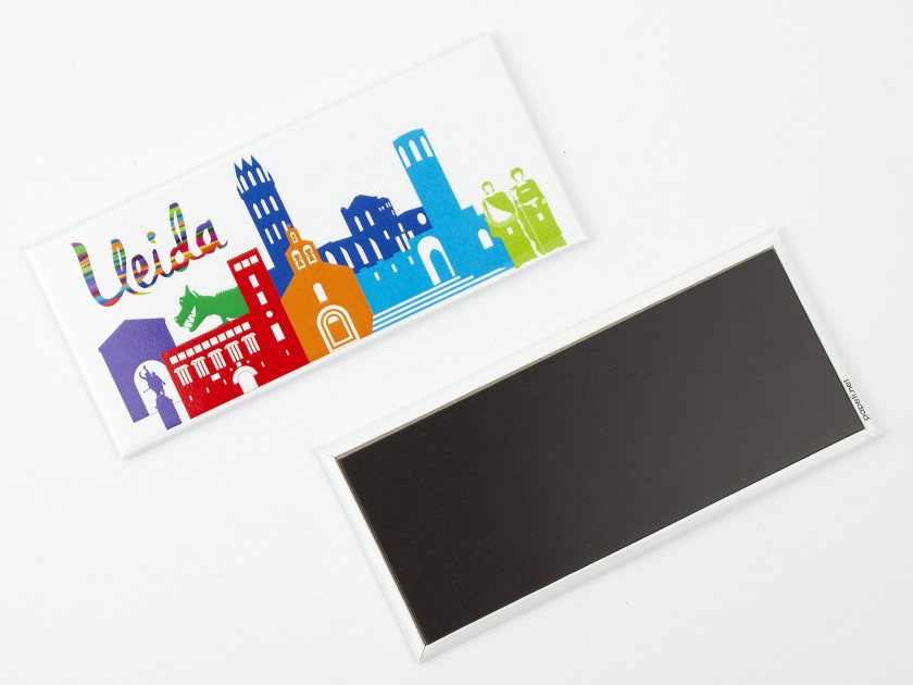 imant rectangular que mostra un horitzó de monuments de Lleida en color