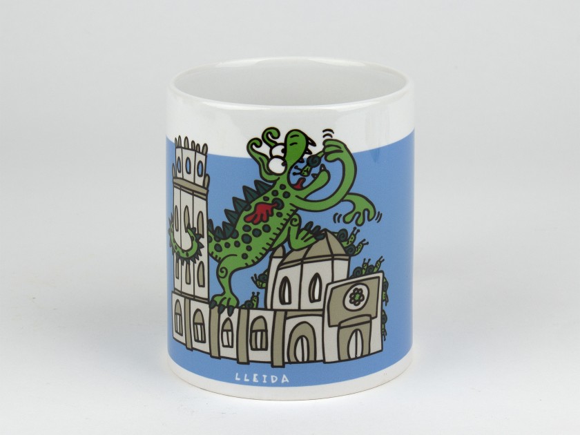 mug en céramique avec un dessin du Marraco et de la cathédrale de Lleida