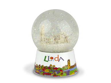 boule à neige avec une reproduction de la cathédrale de Lleida à l'intérieur