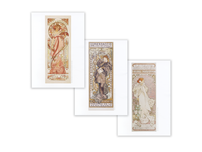 tres carteles de Alphonse Mucha