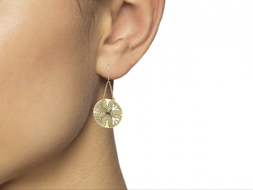 pair of golden drop earrings