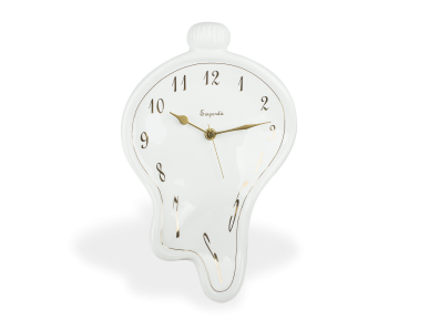 Reloj de cerámica esmaltada en blanco y dorado