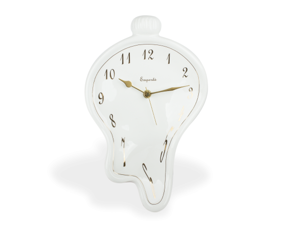 Horloge en céramique émaillée en blanc et or