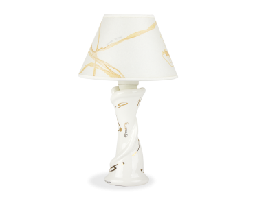 Lampe de bureau en céramique émaillée en blanc et or
