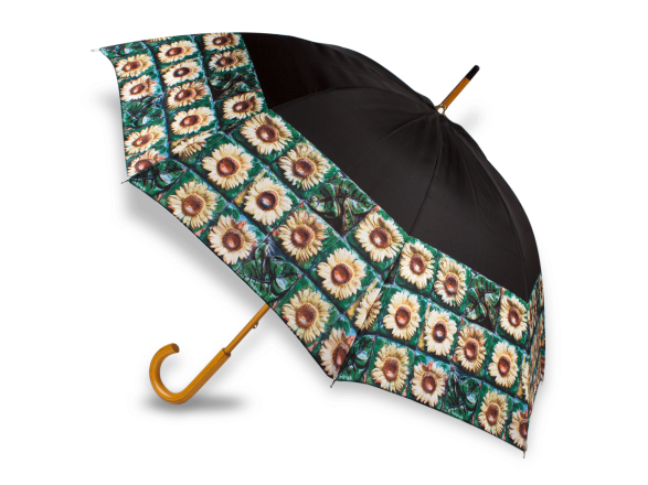 parapluie ouvert avec des fleurs de tournesols imprimées