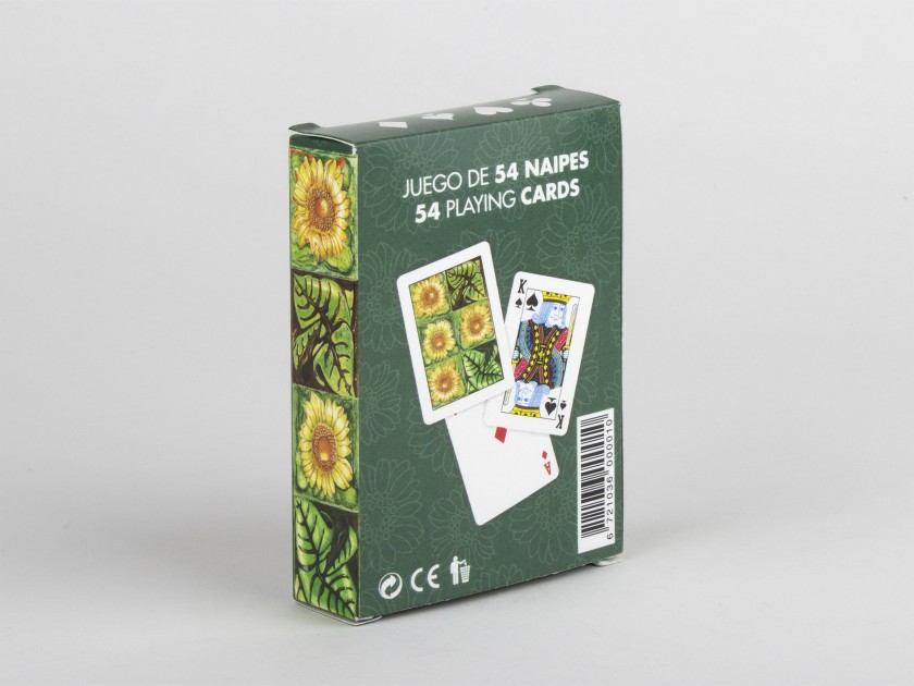 jeu de cartes avec une illustration du Capricho de Gaudí imprimé sur la boîte