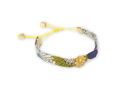 bracelet en tissu fleuri avec une fleur de tournesol dorée