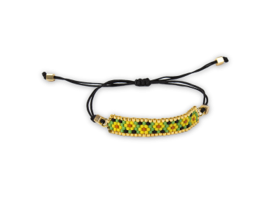 bracelet en perles Miyuki jaune, vert et noir