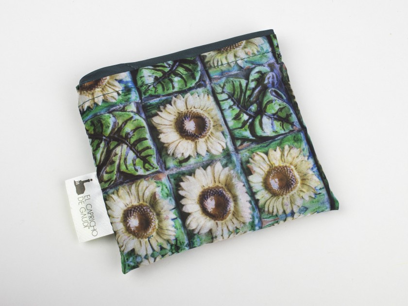tote bag fully printed with sunflowers and sunflower leaves