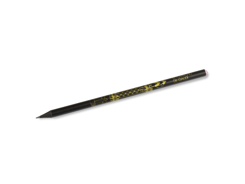 7 black pencils with the Capricho logo printed in gold and with a crystal on the tip
