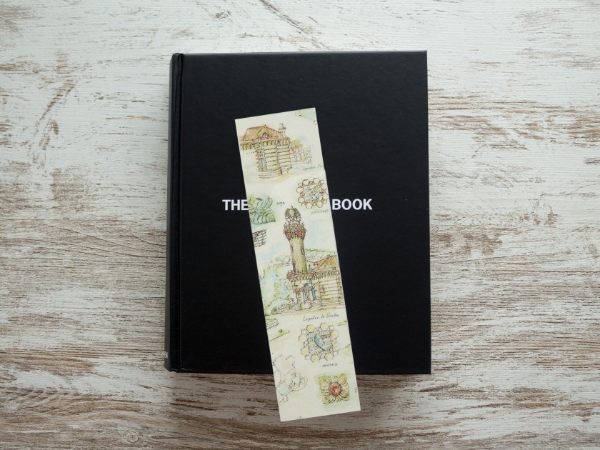 bookmark with various sketched illustrations