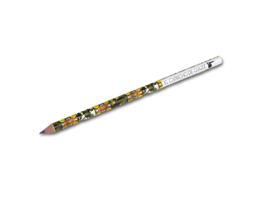 Pencil with an illustration of various stained glass windows from El Capricho de Gaudí