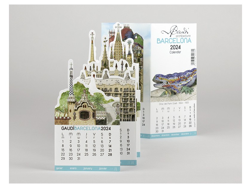 Calendari 2024 en acordió que representa diversos monuments de Gaudí