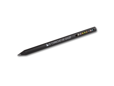 matt black pencil with tiny inlaid coloured pearls