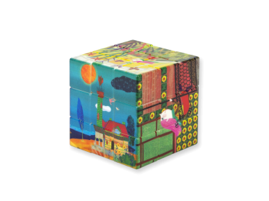 rubik's cube printed with children's drawings