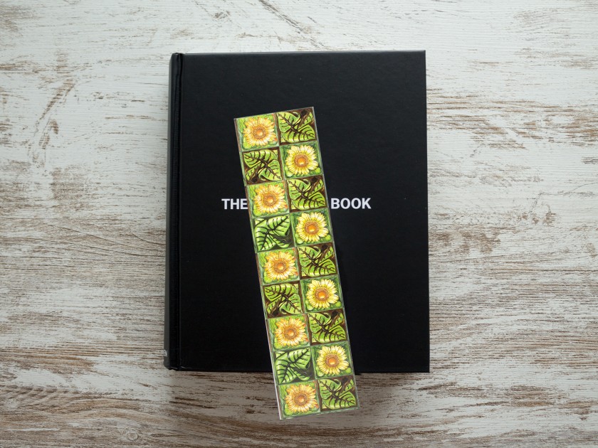 bookmark with an illustration of sunflowers