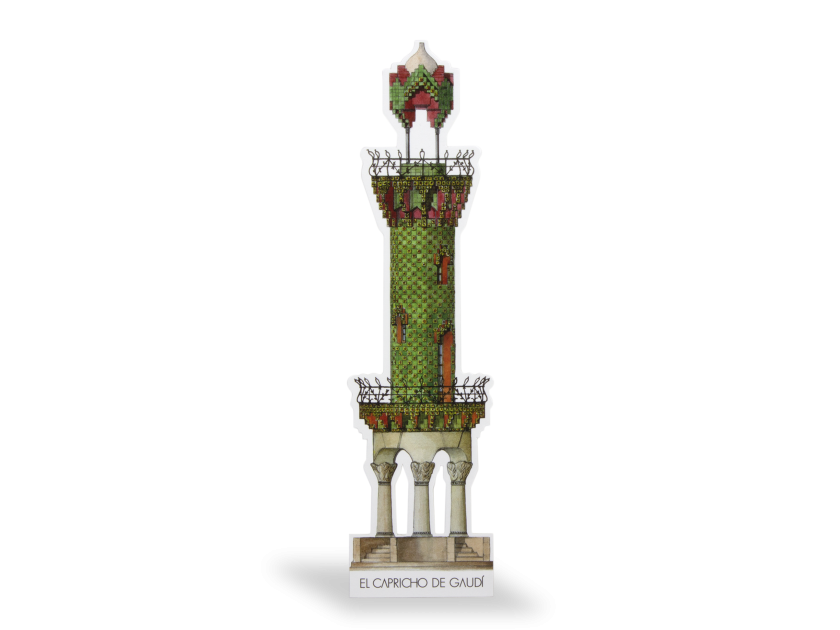 marcapáginas que representa la torre-mirador del Capricho de Gaudí