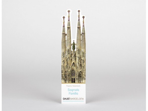 Die-cut bookmark of the Sagrada Família in a plastic case