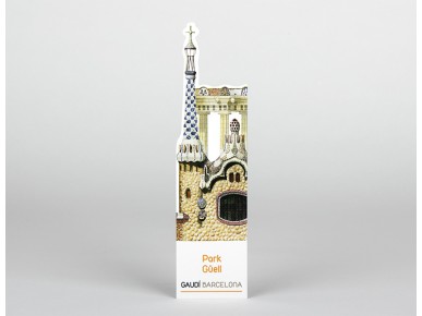 Die-cut bookmark featuring the columns and pavilion of Barcelona's Park Güell