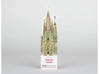 Die-cut bookmark of the Sagrada Família basilica in its plastic case