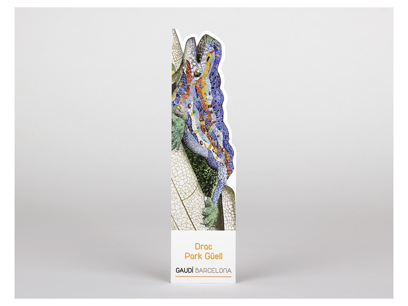 Die-cut bookmark featuring the dragon of Park Güell in Barcelona