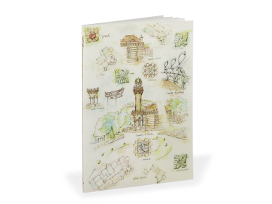 cover of an illustrated notebook with various drawings relating to EL Capricho by Gaudí