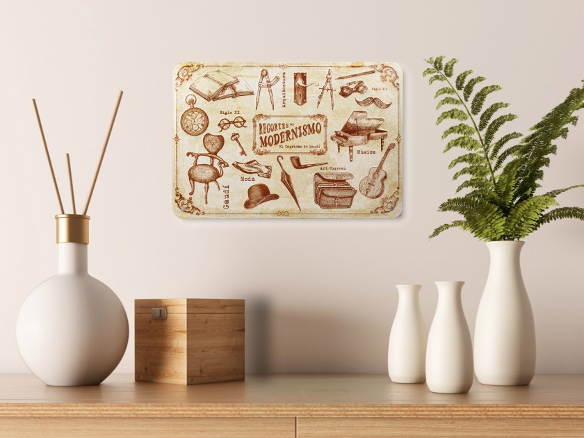 enamelled metal sign with different retro designs