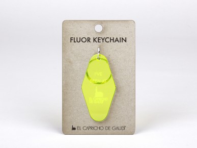 porte-clés vert fluo dans son packaging