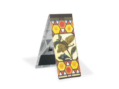 magnetic bookmark showing a stained glass window from Gaudí's Capricho