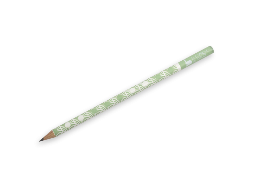 llapis verd amb dibuixos hexagonals impresos