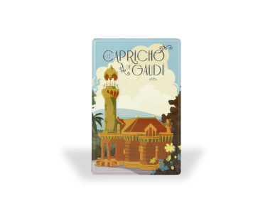 imant rectangular que mostra un dibuix vintage del Capricho de Gaudí