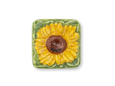 glazed ceramic magnet representing a sunflower