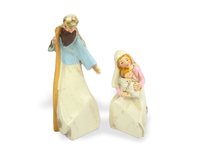 santons représentant les personnages de Joseph et Marie