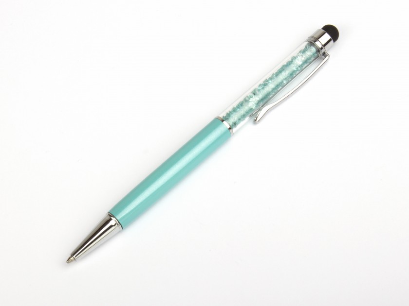 blue pen filled with blue glitter