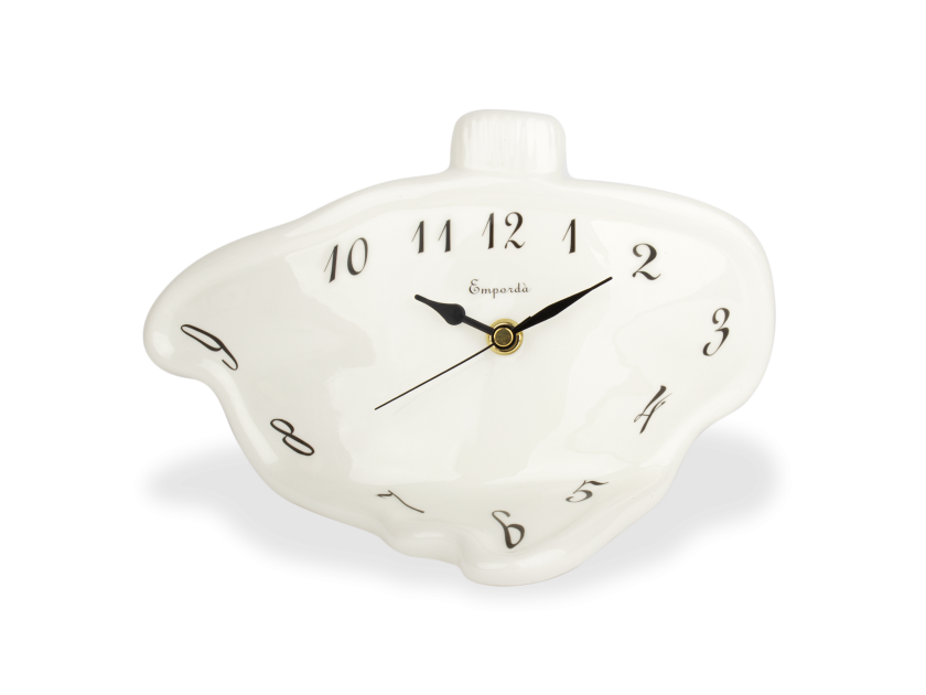 Reloj de sobremesa de cerámica esmaltada en blanco y negro