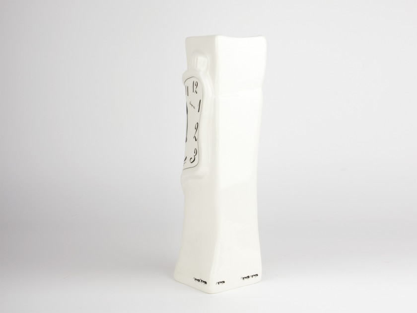 Black and white glazed ceramic vase